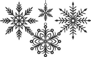 Decorative Snowflake Designs in Black on White Background vector