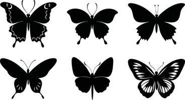 Black Butterfly Icon Collection for Branding and Web vector