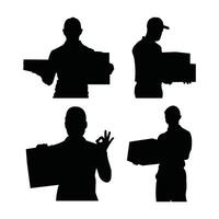 Delivery Service Silhouette Icons Set, Package Carrier vector