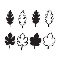 Leaf Icons Set, Simple Foliage Graphics, Botanical Nature Plant Symbol Illustrations vector