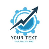 Upward Arrow and Line with Gear Illustration, Business Progress Graphic, Technology Growth Symbol vector