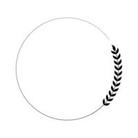A black and white drawing of a circle with a leaf in it vector