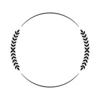 A black and white illustration of a round frame with a laurel wreath vector