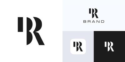 Minimal letter B and R with geometric style, logo icon design illustration template, Elegant symbol initial alphabet BR, RB with monochrome color for brand identity and business company vector