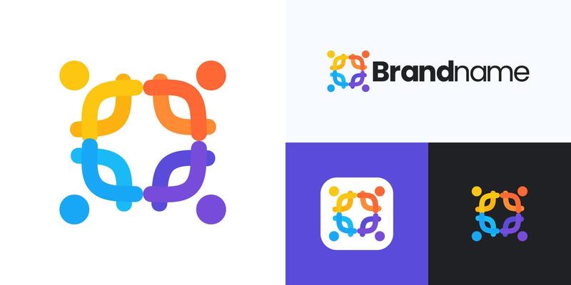 Global community logo icon design editable, human organization for teamwork, family together, health care, social networking group, symbol people abstract or children colorful for identity