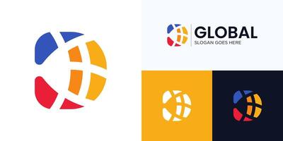 Creative letter D with global colorful logo icon design, Symbol modern initial alphabet abstract with globe sign concept for of world technology, science, and identity business company vector