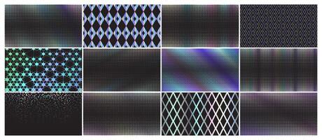 Hologram Patterns on Black Background Collection Set vector