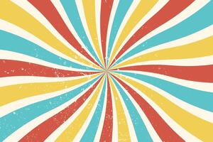 Vintage Colorful Grunge Retro Circus Rays Background with Swirl Twist vector