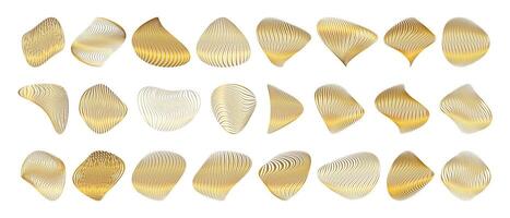 Elegant Luxury Gold Abstract Amorphous Shape Collection With Lines Texture vector