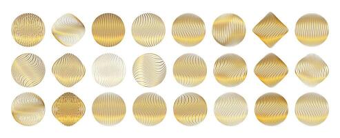 Elegant Shape Set of Abstract Gold Circle Spheres with Flowing Organic Line Texture vector