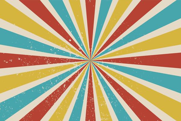 Vintage Colorful Grunge Retro Circus Rays Background