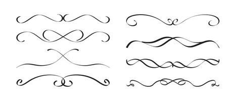 Elegant Calligraphic Divider Separator Set in Victorian Cursive Flourish Style vector