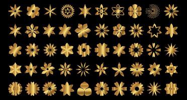 Gold Flower Set with Simple Nice Flowers Silhouette Elements vector