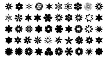 Flower Shape Set with Simple Nice Flowers Silhouette Elements vector