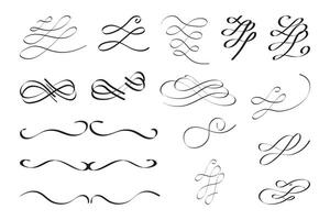 Calligraphic Swirl Filigree Divider Separator Set in Victorian Cursive Style vector