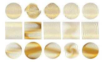 Elegant Set of Abstract Geometric Shapes with Gold Natural Organic Texture vector