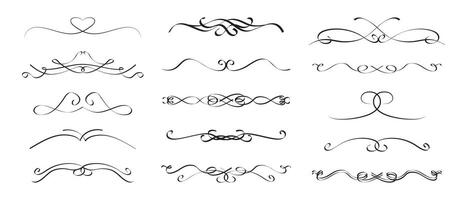 Calligraphic Divider Separator Set in Victorian Cursive Flourish Style vector