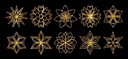 Elegant Gold Thin Royal Flower Collection For Logo Design Element vector