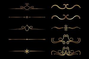 Royal Divider Set of Flourish Elegant Gold Separator Elements vector