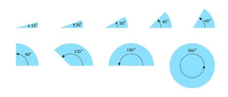 Geometric Mathematical Circle Angles Illustration of Degrees Set vector