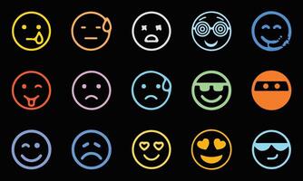 Abstract funny many different emoji emoticon icon set vector