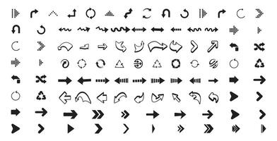 Line arrow icon set, Right, Left down arrows vector