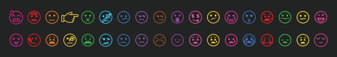 Set of yellow emoji collection. Happy smile, sad crying face and many different type of emojis vector