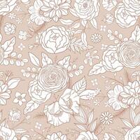 Seamless pattern with different flowers. vector