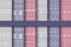 Set of six ethnic seamless patterns. Aztec geometric backgrounds. Stylish navajo design. Swatches are included. vector