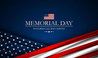 Background Design Of Memorial day with Honoring all who served text vector