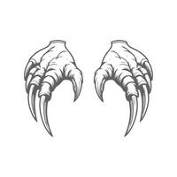 Pair of menacing monster claws design illustration. vector