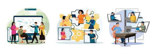The concept of teamwork and business team communication. vector