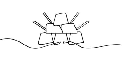 continuous line drawing of stack of gold bars symbol. abstract line art illustration vector