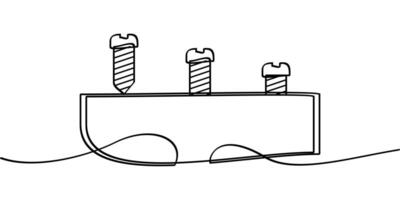 continuous line drawing of screw symbol. abstract line art illustration vector