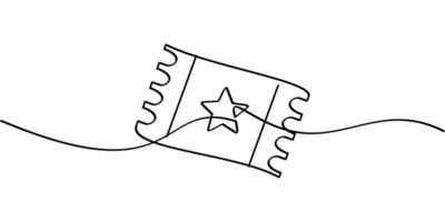 continuous line drawing of vip ticket symbol. abstract line art illustration vector