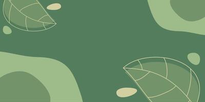 Green nature background abstract shapes, waves and leaf patterns. Template for banner, poster, social media vector