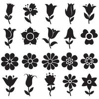Wavy flower icon silhouette bundle with groovy style design perfect for pattern and branding use vector