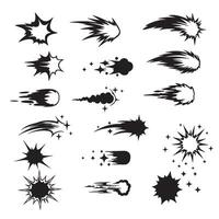 Doodle line sparkle burst lines set with star icons and silhouette shapes for use in creative design and decoration artwork vector