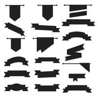 Folded scroll start ribbons banner element set silhouette for label creation, logo branding, and templates vector
