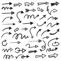 Swirled and curved hand drawn arrow icon collection for infographic elements presentation tools and visual design vector