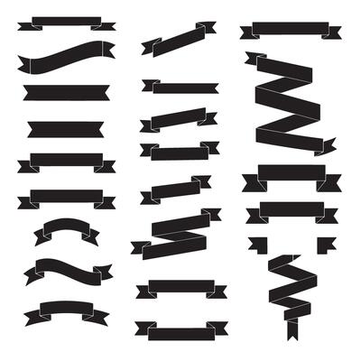 Vintage ribbon banner set bundle silhouette variation design with curved shapes for brand and label style