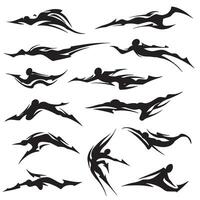 Abstract dynamic movement line design silhouette bundle for motion energy visual layout and illustration vector