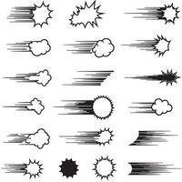 Line movement effect collection with swirl burst and sketch stroke for manga style design assets vector