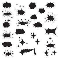 Dynamic comic sparkle line design silhouette set with pop art elements for speed and energy artwork vector