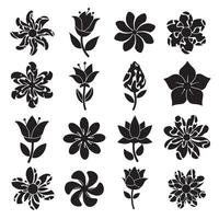 Wavy and groovy flower icon bundle silhouette pack for abstract pattern decoration and design layout vector