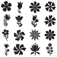 Boho groovy flower icons in wavy silhouette design for packaging templates and digital crafts vector