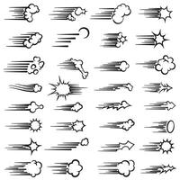 Motion line burst and impact stroke bundle with anime speed effects and comic style action elements vector