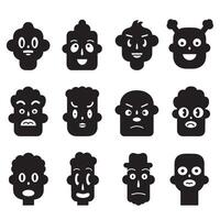 Abstract cartoon man face logos with silhouette design bundle for personal and commercial use vector