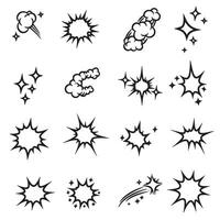 Sparkle star silhouette doodle icons and burst line elements set for creative background and artwork vector