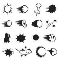 Decorative silhouette starburst and doodle sparkle icons with line elements for artwork and project use vector